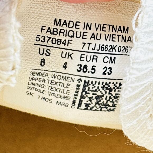 Converse Shoes Womens 6 White Canvas Chuck Taylor Shoreline Slip On Low Sneakers - Picture 8 of 9